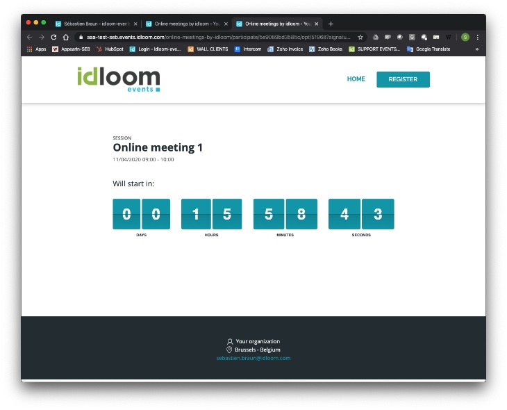 Countdown until the event begins