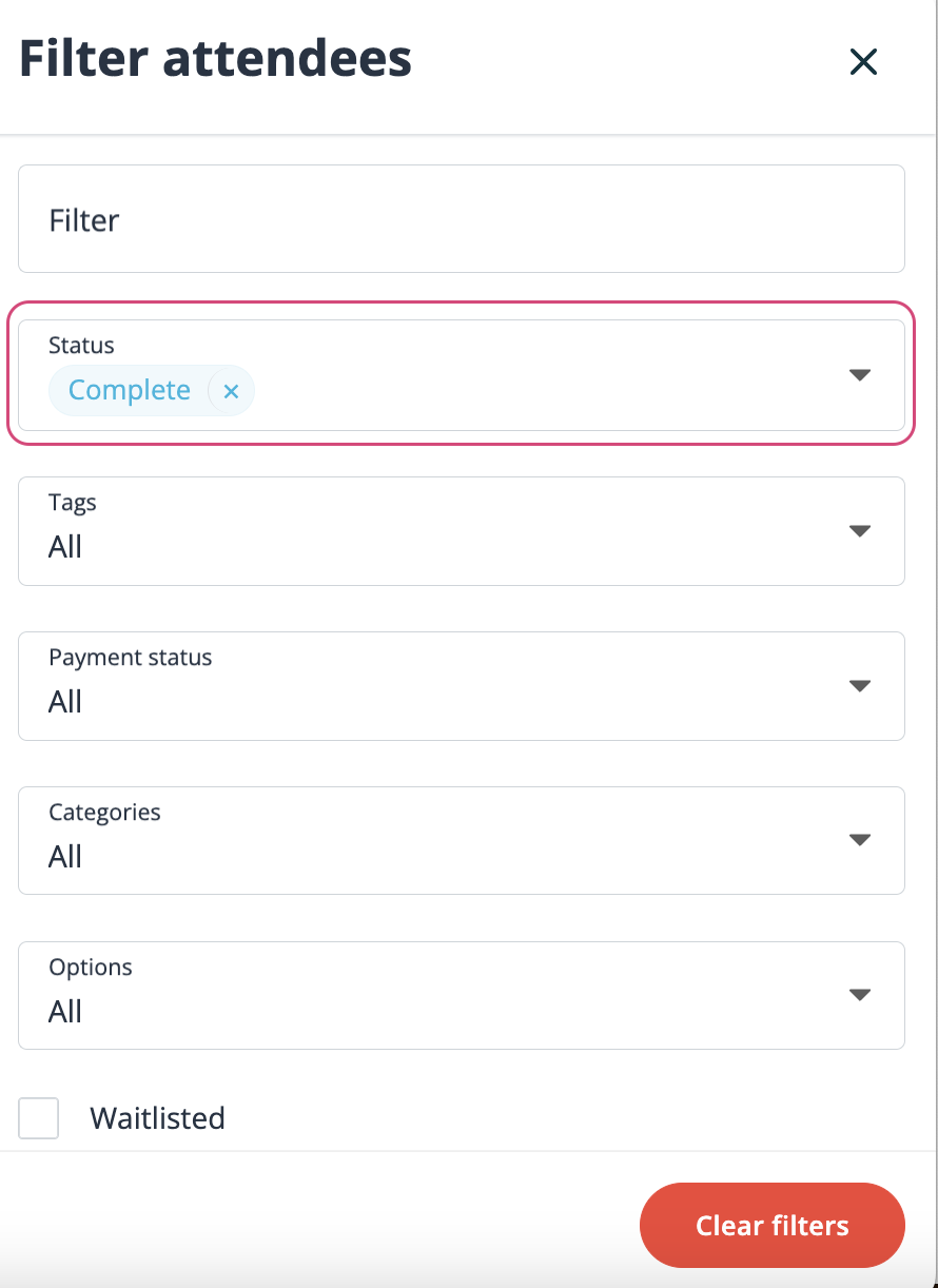 Filter sur le statut complet.
