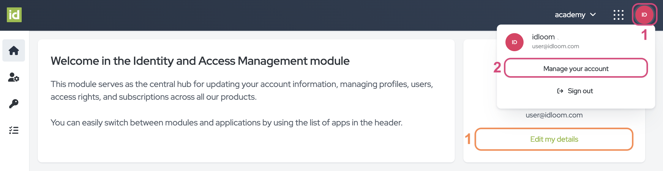 Go to your User details.