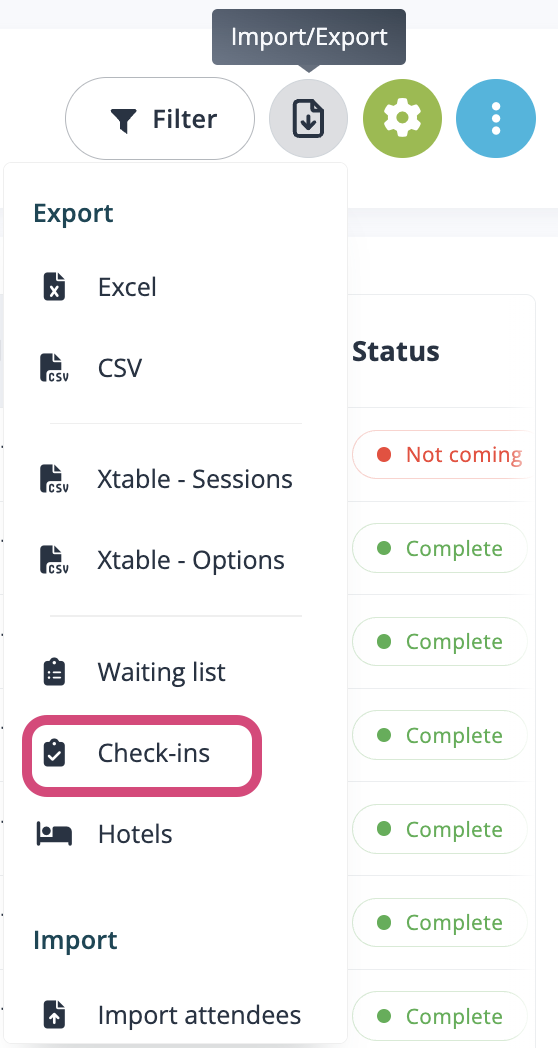 Cliquez sur l'exportation des enregistrements.