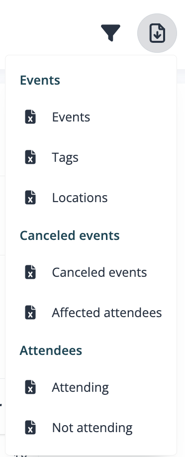 Exportations de statistiques.